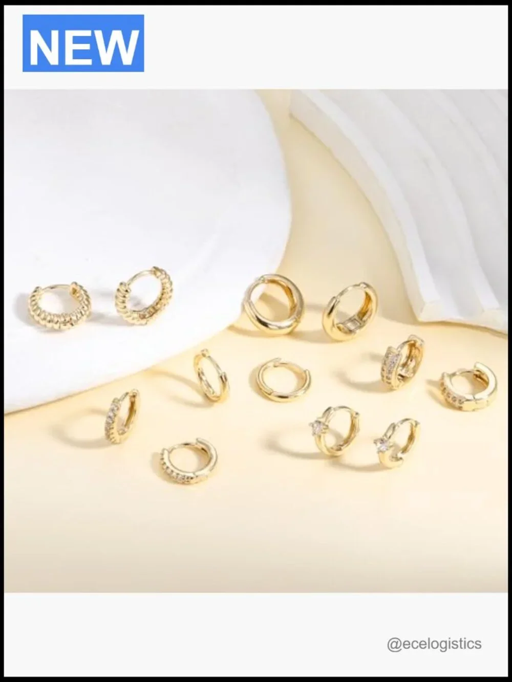 6 Pair 14K Gold Plated Hoop Earrings Set Huggie Earrings Hypoallergenic